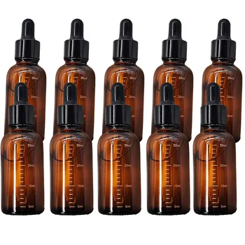 10 adet damlalık şişeler ölçekli 5ml-50ml reaktif damla Amber cam aromaterapi sıvı pipet şişe doldurulabilir şişeler seyahat