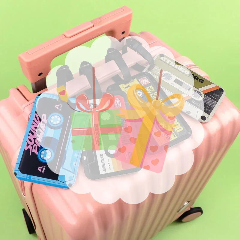

1Pcs Suitcase Backpack Anti-Lost Listing ID Card Holder Vintage Colorful Tape Plastics Baggage Tag Fashion Luggage Accessories