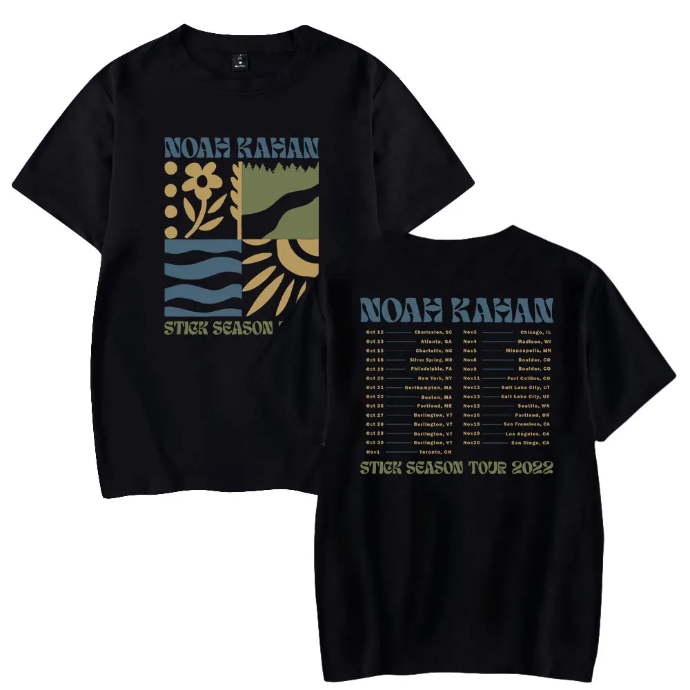 

NOAH KAHAN Stick Season Tour Merch 100% Algodão Impressão T-shirt 2022 Unisex Casual Manga Curta Streetwear Tee