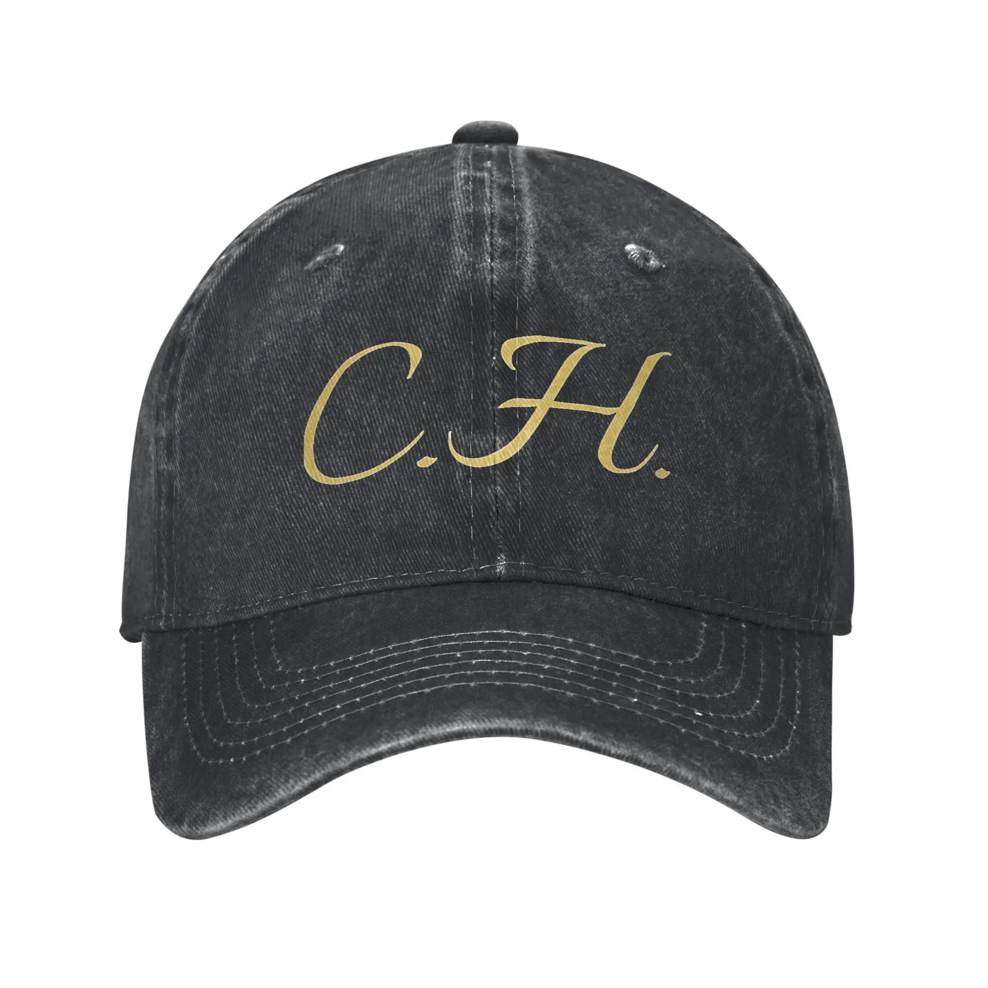 

Carolinas CH Initials Gold Lettering Gifts Men Women Baseball Cap Distressed Denim Caps Hat Activities Adjustable Headwear