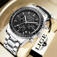 LIGE Mens Watches Business Quartz Wristwatch Stainless Steel Waterproof Chronograph Luminous Auto Date Watch for Men Male Clock