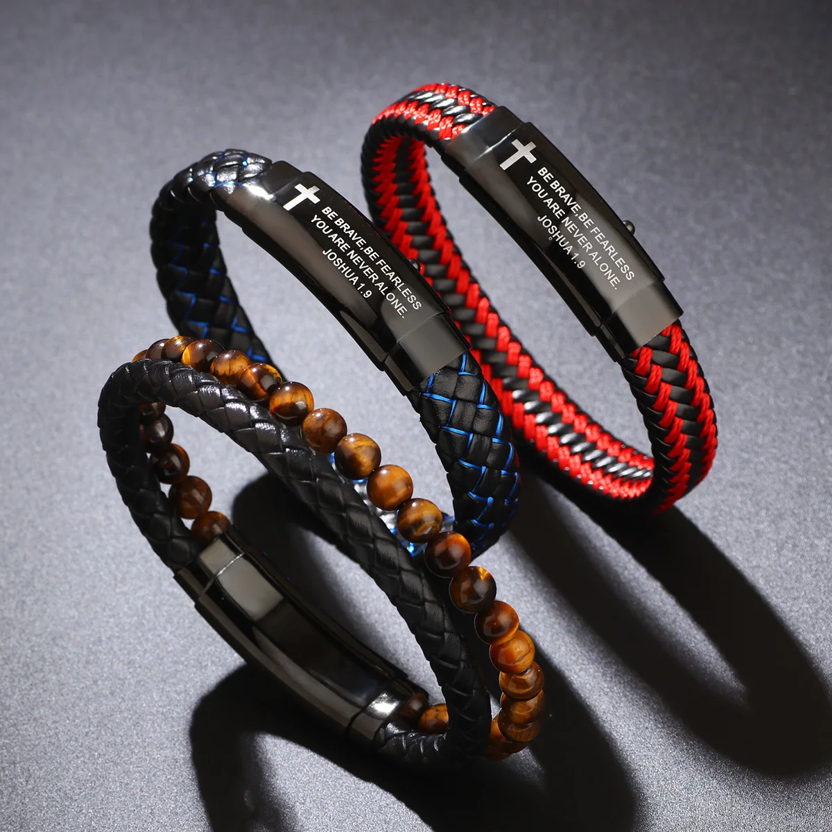 

New 2025 Personalized Handmade Rope Bracelet Men's inspirational braided leather bracelet webbing Adjustable