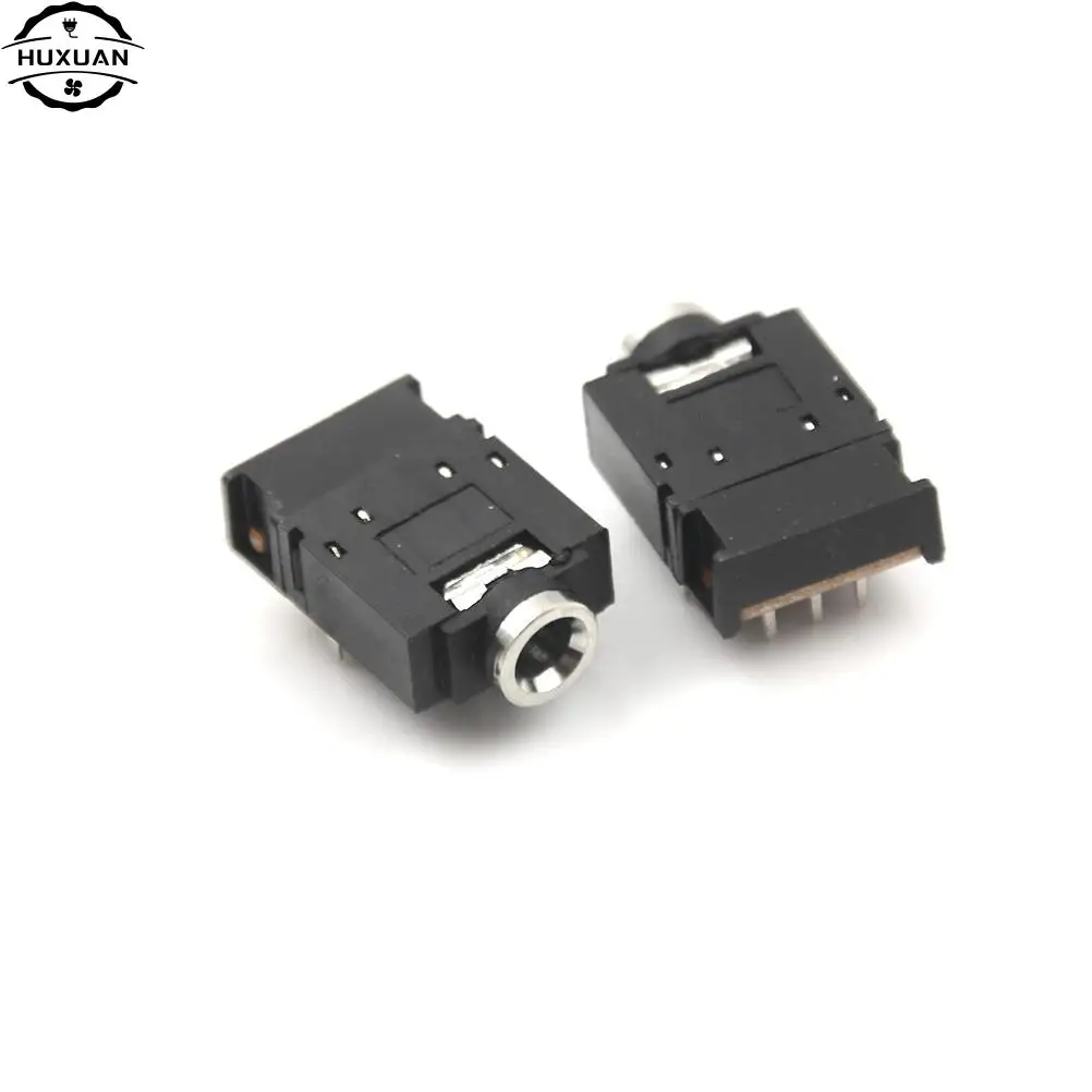 5Pcs PJ-307 3.5mm Stereo Audio Jack Socket 3.5 Dual Track Headphone Connector 8Pins with switch
