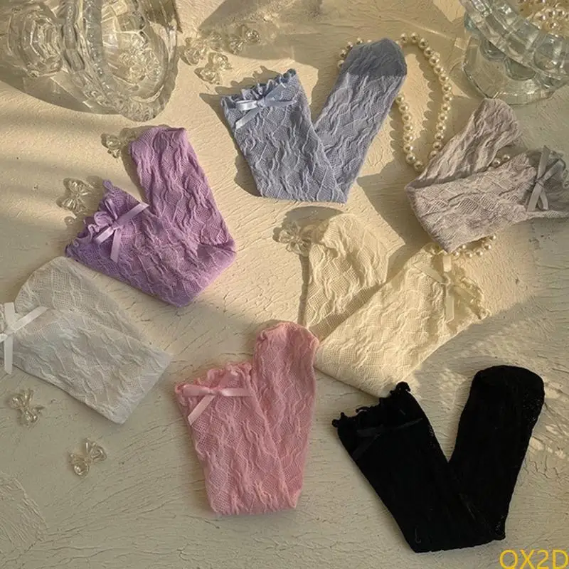 QX2D الدانتيل القوس الركبة الجوارب عالية الجوارب جوارب midcalf الجوارب شبكية مسدود تنفس #3