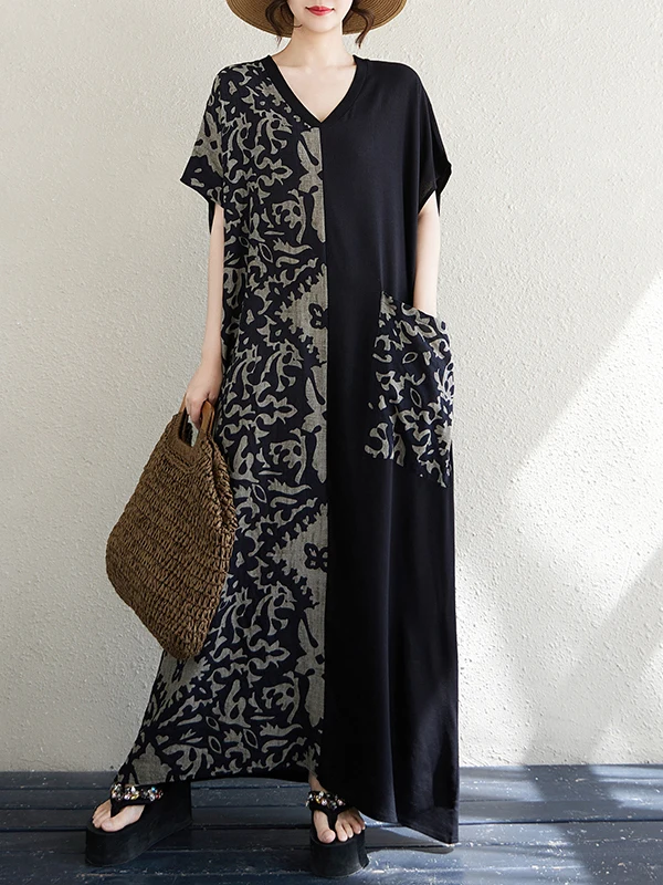 

V-Ne Splice Cotton Linen Long Dr Утягивающая юбка трапециевидной формы с высокой талией для женщин больших размеров Летняя повседневная одежда