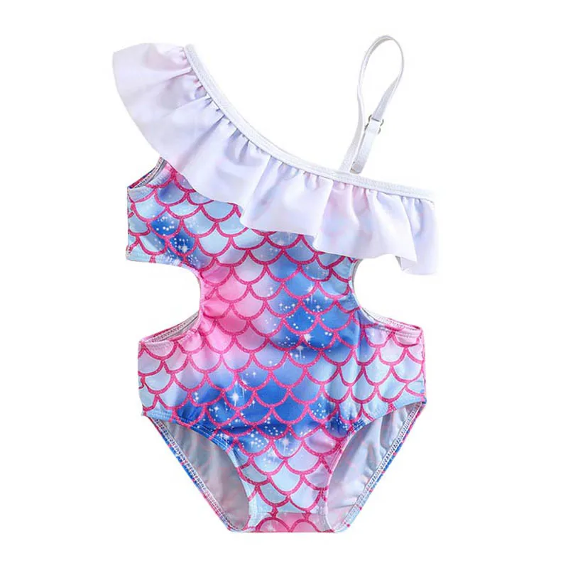 

Mermaid Swimsuit Baby Girl One Piece Rainbow Sling Bikini Swimwear Beach Bathing Suit for Children Little Girl 1 2 3 4 5 6 Year