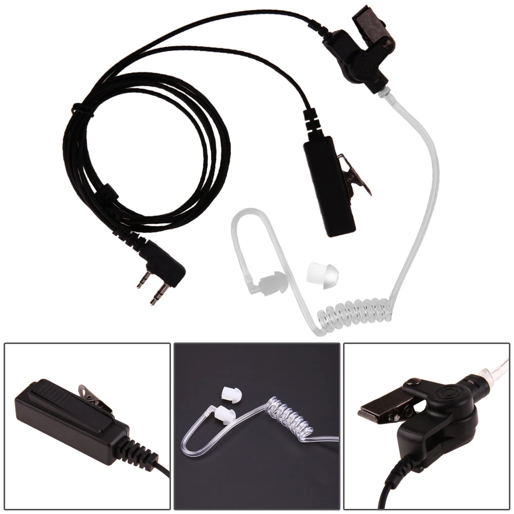 For Kenwood UV-5R 2 Pin Covert Acoustic Tube Earpiece Headset Mic Radios Microphone Earphone Earbud Earpiece Headphone