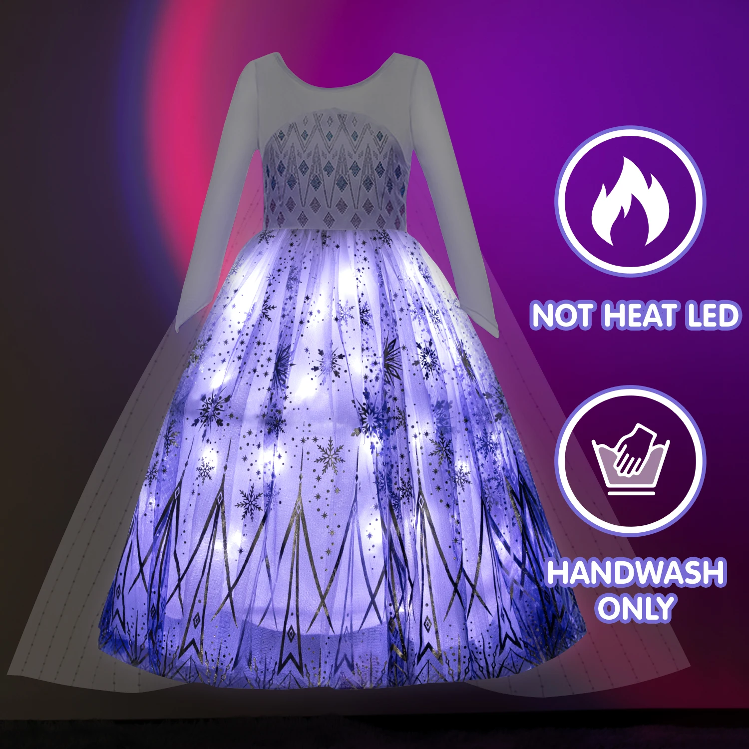 Frozen Princess Elsa Anna LED Light Up Dress for Girls White Ball Gown Carnival Clothing Kid Cosplay Snow Queen Christma Costume