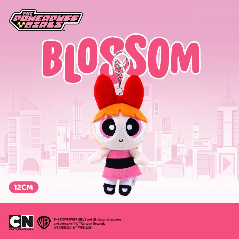 Ciondolo per bambola di peluche per ragazze Powerpuff da 12 cm, portachiavi per bambola carina, regalo per decorazione con ciondolo per borsa per bambola a bolle di cartone animato