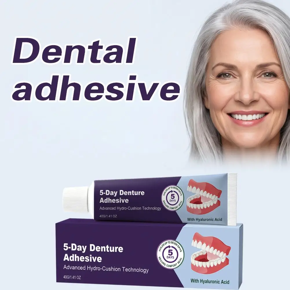 Comfort Hydro‑Cushion Denture Fixative Glue With Hyaluronic Acid Long Lasting 5-Day Denture Adhesive Cream For Loose Dentures