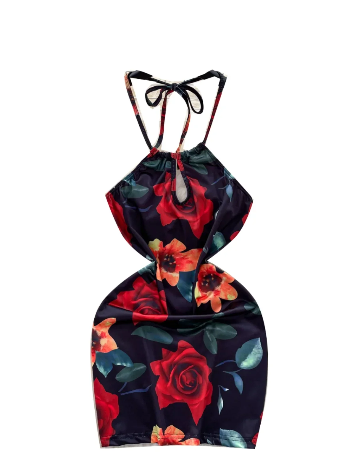 Foamlina Pure Desire Spice Girl-vestido con tirantes y estampado de flores grandes para mujer, vestidos cortos sexys con cintura ajustada y espalda descubierta para otoño