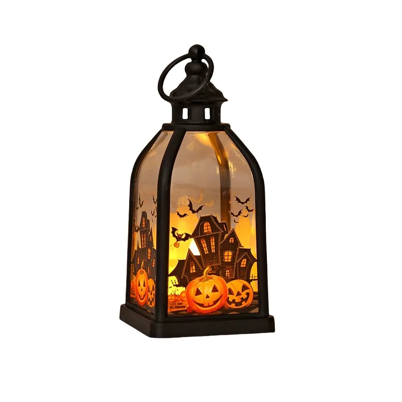 Tragbare neue Halloween-Kürbis-Dreieckslaternen für Tisch, Zuhause, Party, Gastgeschenke, Ornamente, LED-Licht-Display für Veranda, Gartendekoration