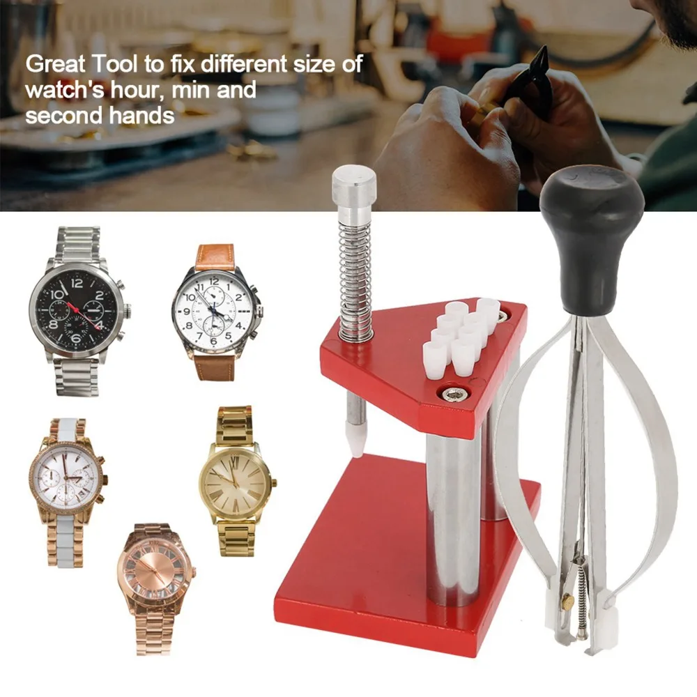 Full Set Different Size Watch Hand Plunger Alloy Steel Red Watch Hand Set Fitter Watch Repair Tool Wristwatch Setting