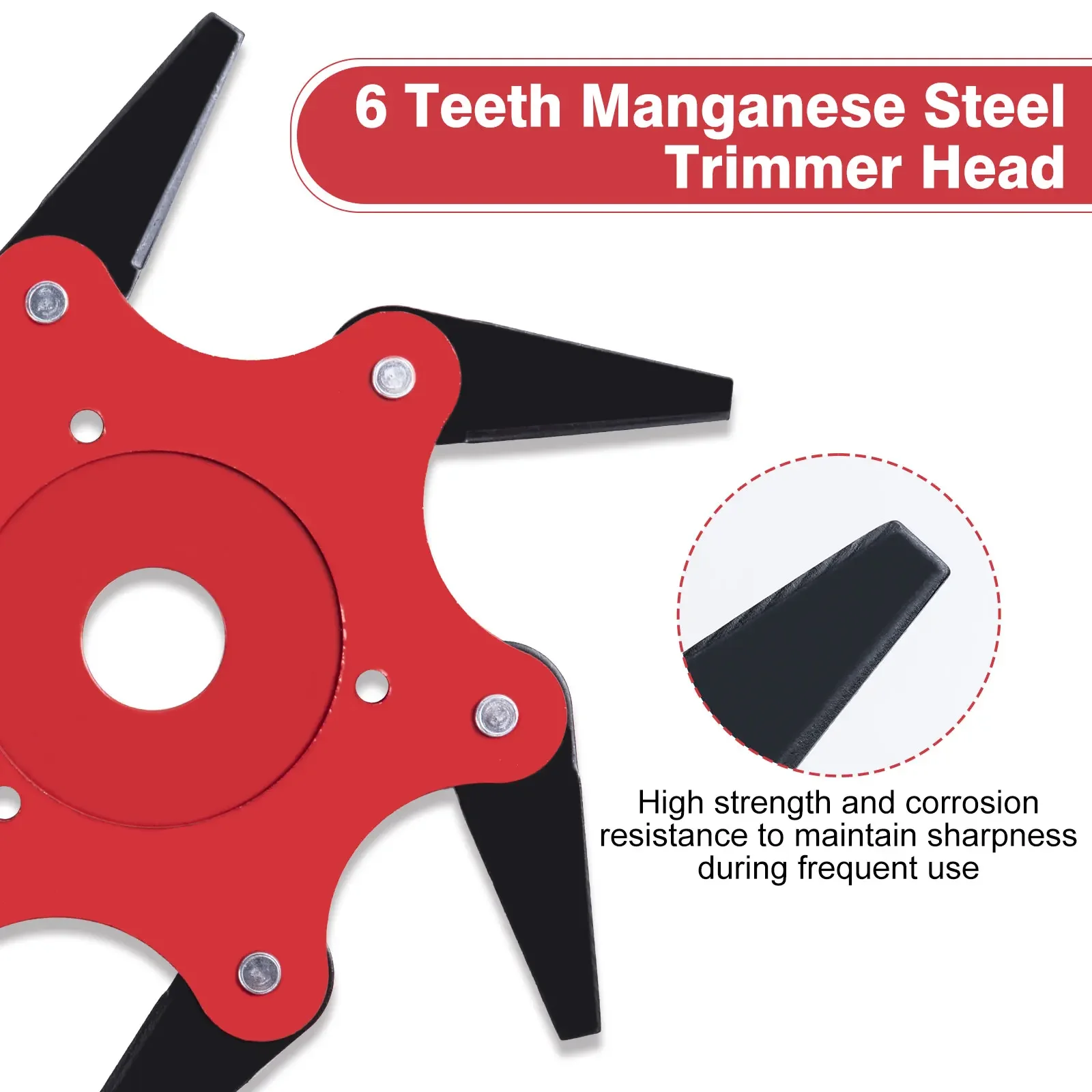 CHANGE MOORE 6 Teeth Manganese Steel Trimmer Head with Blade Adapter Kit Cutter Replacement for String Trimmers Weeders Tool