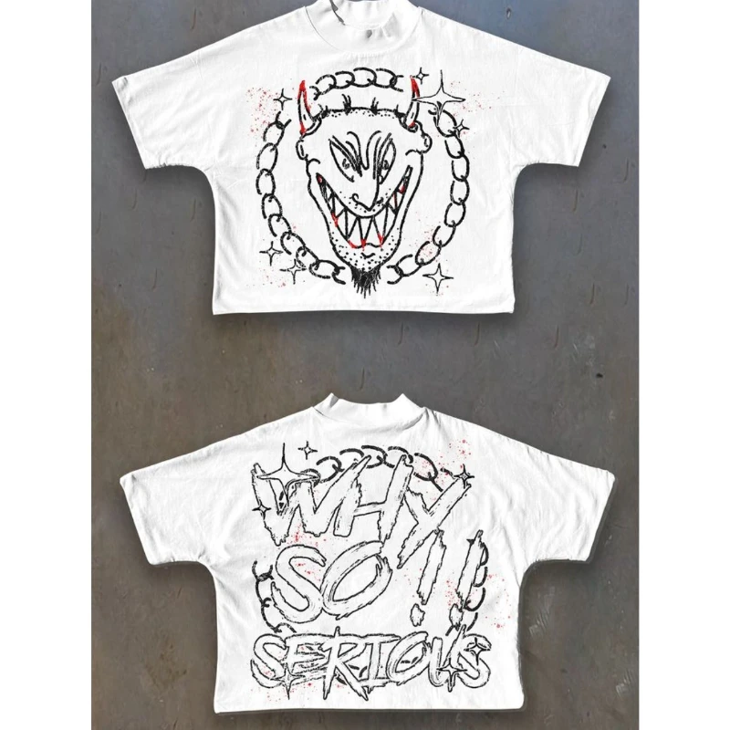 

Men's 100% Cotton 180gsm T-Shirt - Double Sided Graphic Print "Why So Serious Crew Neck Short Sleeve T-Shirt