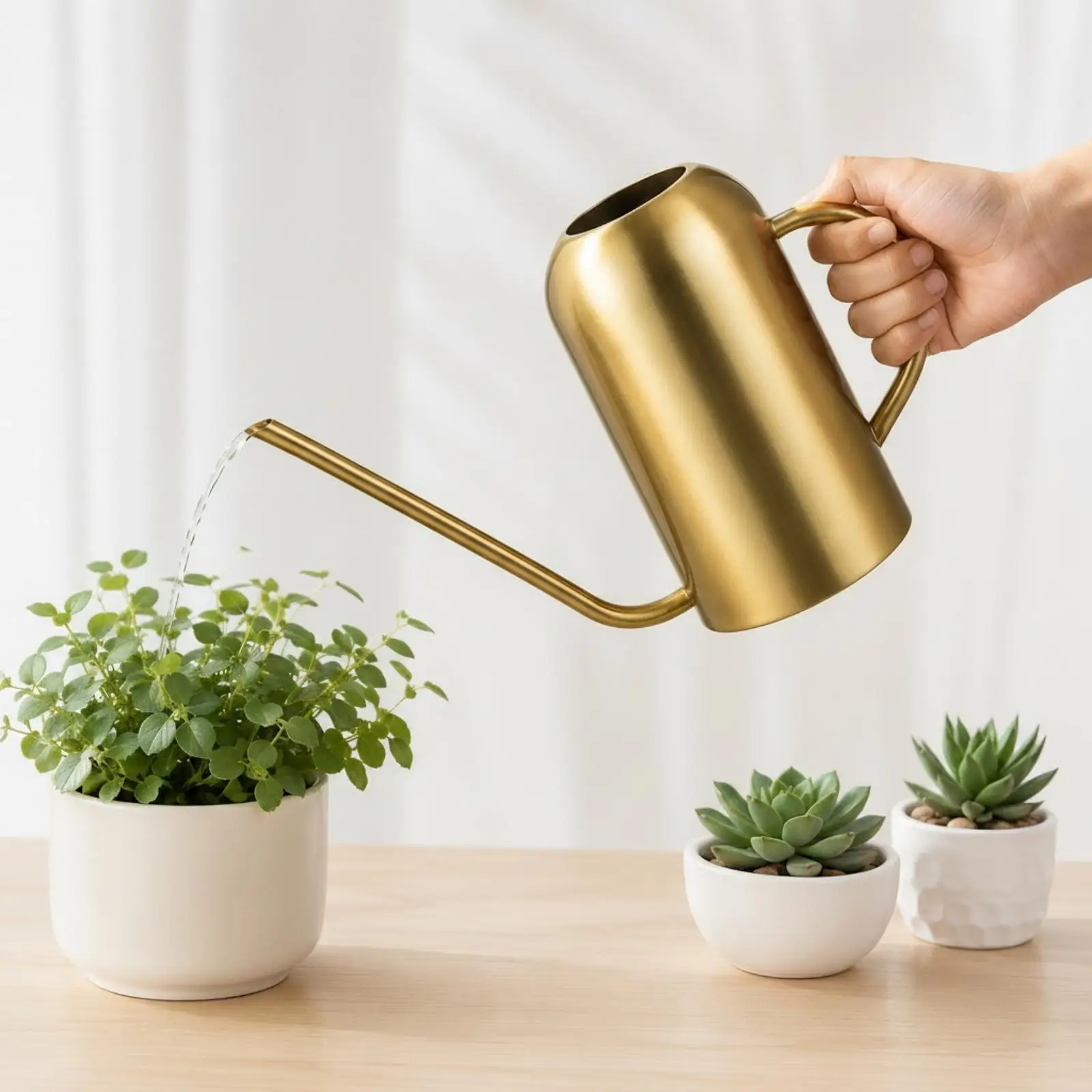 Plant Watering Can Stainless Steel Long Spout for Seedlings Flowers Garden Indoor Outdoor Use 1.5 Liter