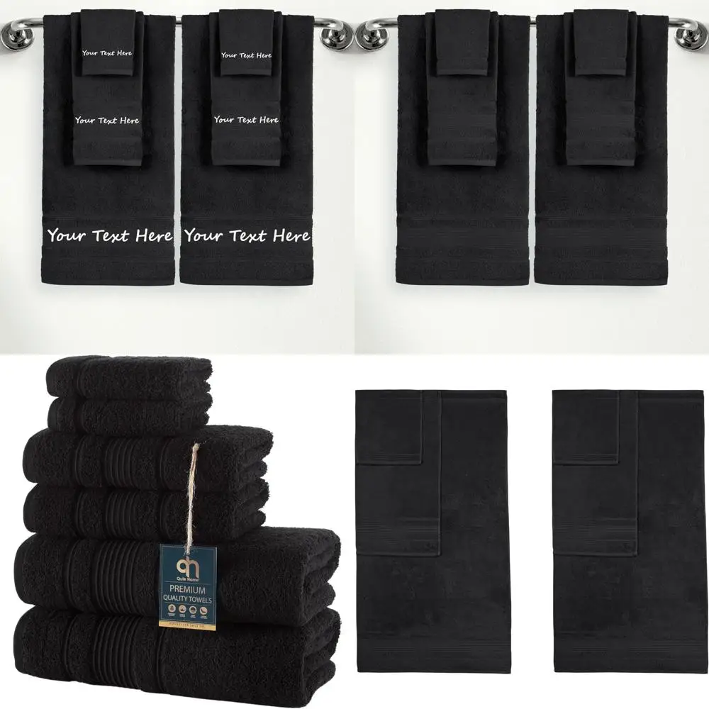 

Custom 6-Piece Towel Set - Personalized Bath, Hand & Washcloth - 100% Cotton, Soft & Absorbent - Embroidered Name or Monogram -
