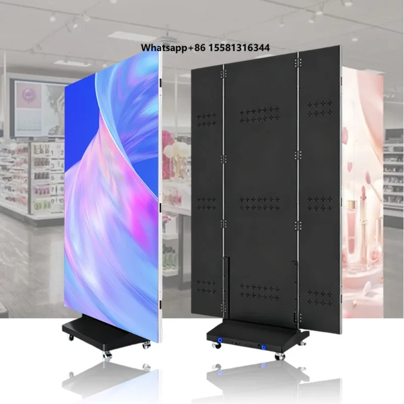 P2 P3 Trifold LED Poster Screen Double Sided Three-Fold LED Electronic Poster Screen Display 3 Sided Led Banner
