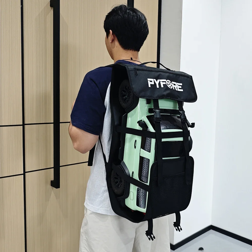 PYFORE RC-Auto-Rucksack für 1/8 & 1/10 Maßstab Rock Crawler Outdoor-Tragetasche mit Werkzeug- & Batterieaufbewahrung – Detail 26