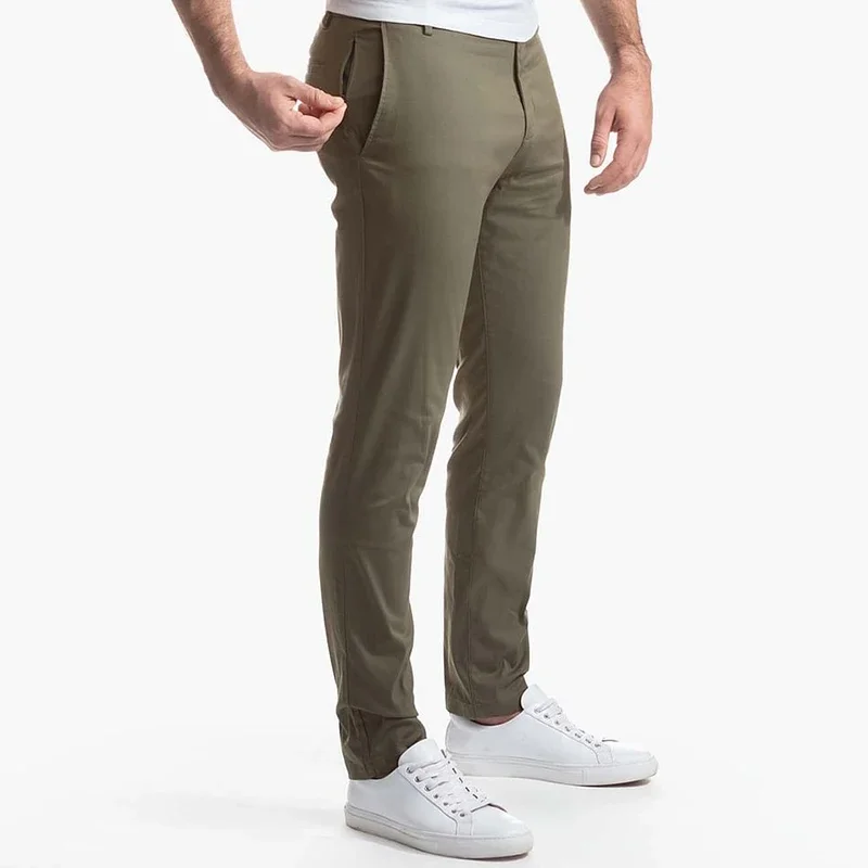 

Solid Pencil Pants Mens Casual Thin Slim Trousers Summer Autumn Outdoor Work Classic Pants Ankle-Length Fashion Street Trousers
