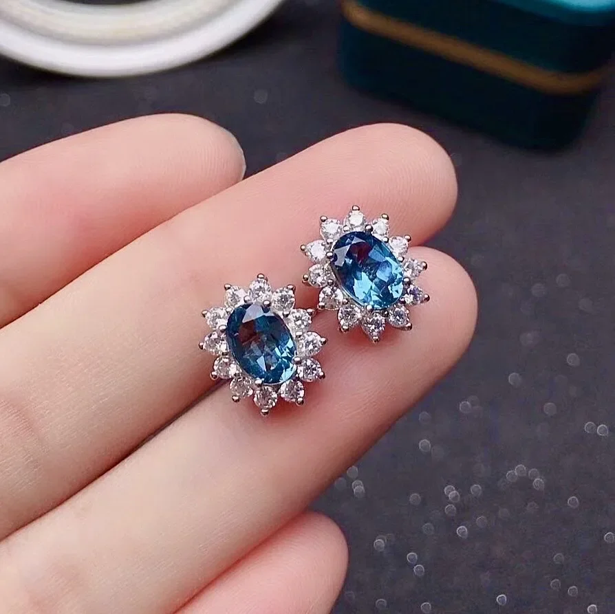 

Классические серьги-гвоздики из серебра 925 пробы с топазом для повседневного ношения, 5*7 мм, серьги из натурального топаза класса VVS, серебряные серьги из стерлингового серебра, ювелирные изделия с топазом