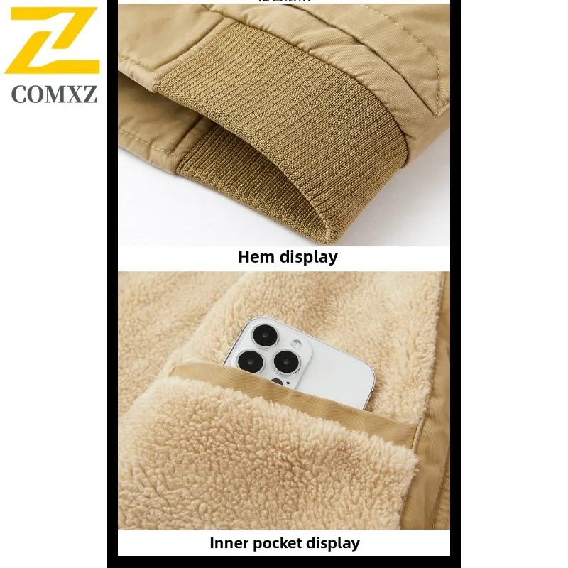 سترة مبطنة للرجال من COMXZ بنمط سترة مقاومة للبرد وياقة واقفة عالية الجودة على طراز الشارع الحضري سترة واقية جديدة للشتاء الخفيف