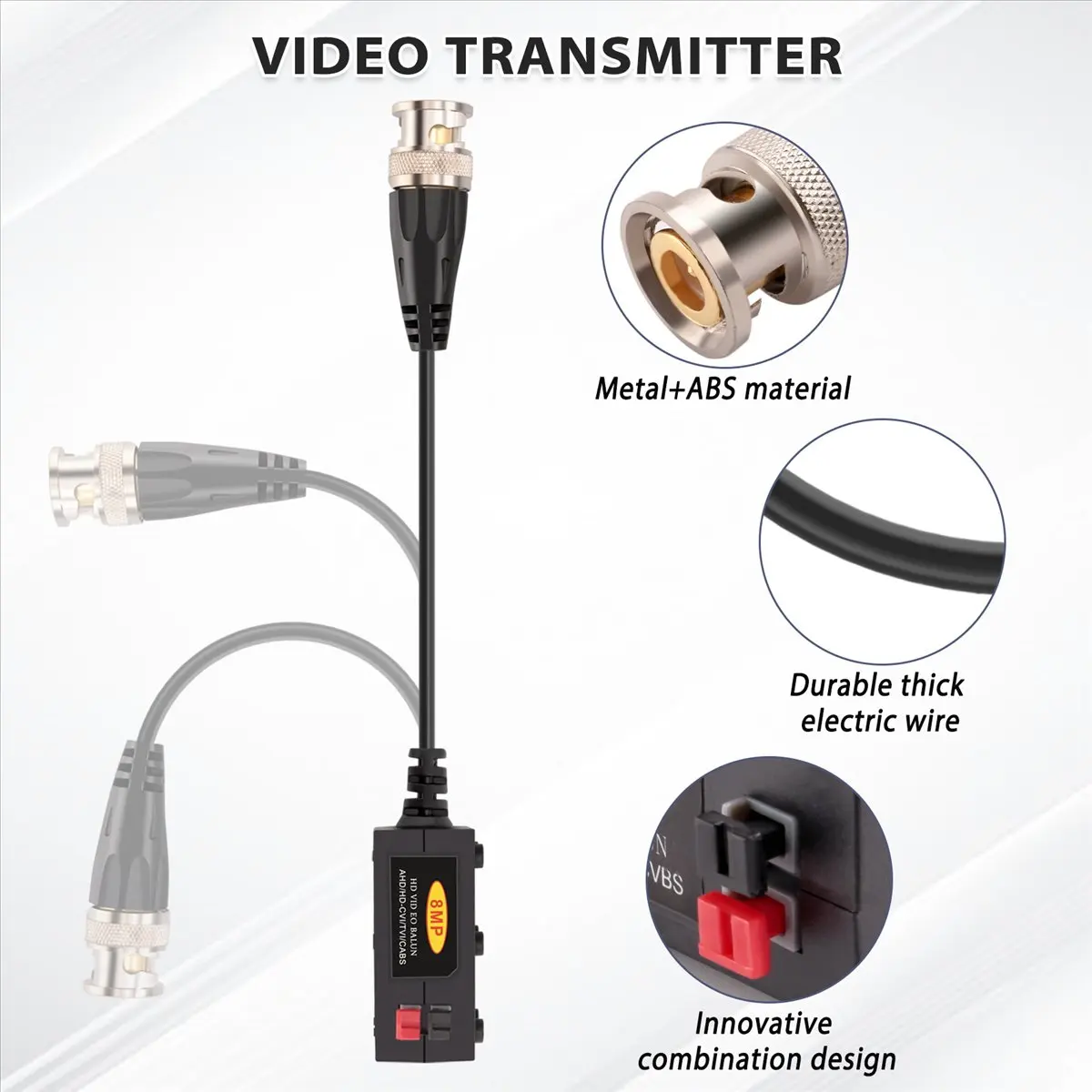 GTS 1080P AHD/HD-CVI/TVI/CVBS Passive HD Video Balun Transmitter 4 Pairs (UTP Up to 350M-600M)