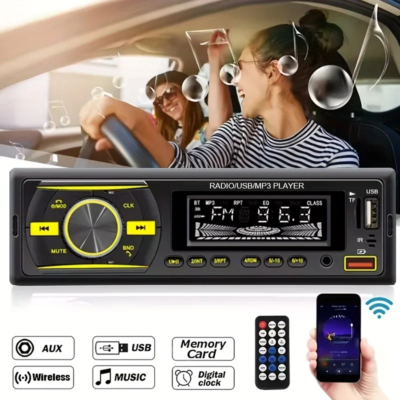 [Car Stereo with Voice Control] Single DIN Car Stereo | Voice Control, FM Radio, MP3 Player, USB & AUX Port, Audio Recording