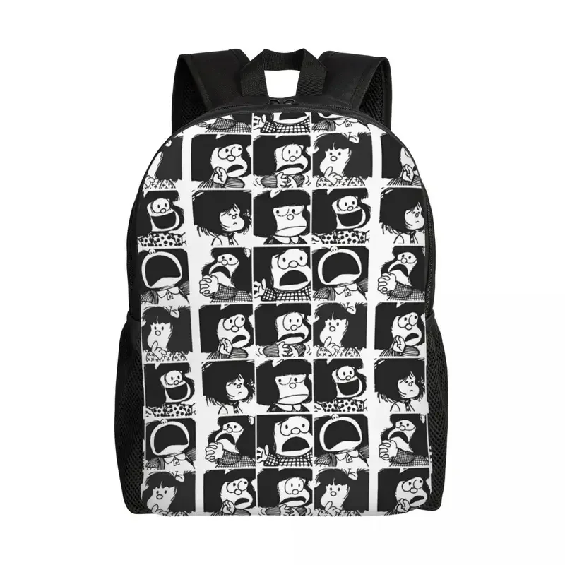 Custom Anime Plaid Mafalda Blanket Laptop Backpack Men Women Casual Bookbag for College School Student Quino Cute Kawaii Bags