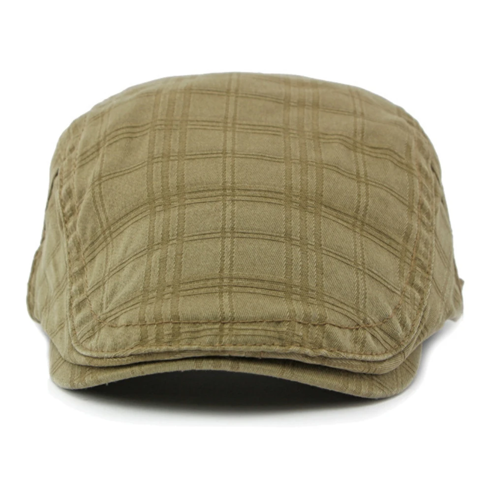 

HT4239 Beret Cap All Seasons Cotton Ivy Flat Cap Women Vintage Artist Painter Beret Hat Male Female Plaid Adjustable Mens Berets