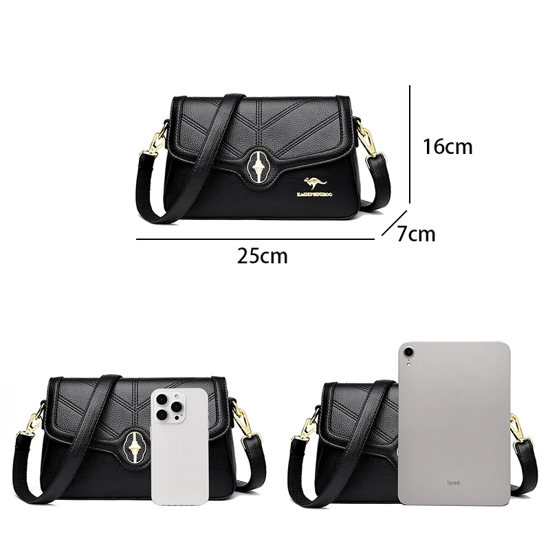 Solid Color Simple Fashion Women's Shoulder Bags Crossbody Bag High Quality Soft Leather Handbag Retro Designer Women Wallet Sac