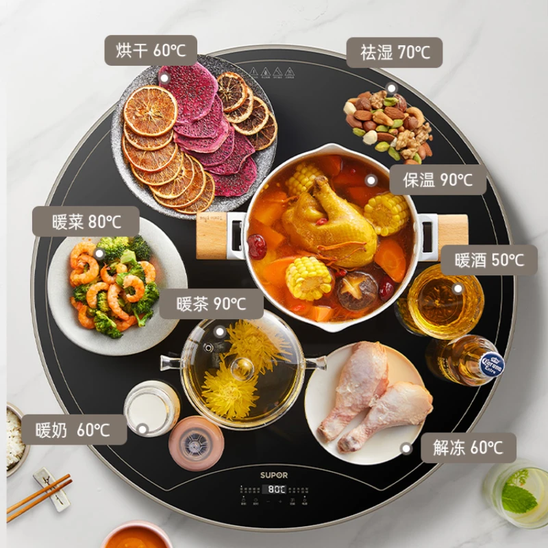 Vegetable Heating Board Hot Cutting Board Round Heating Plate Dining Table Insulation Pad Insulation Board Meal Multi-function