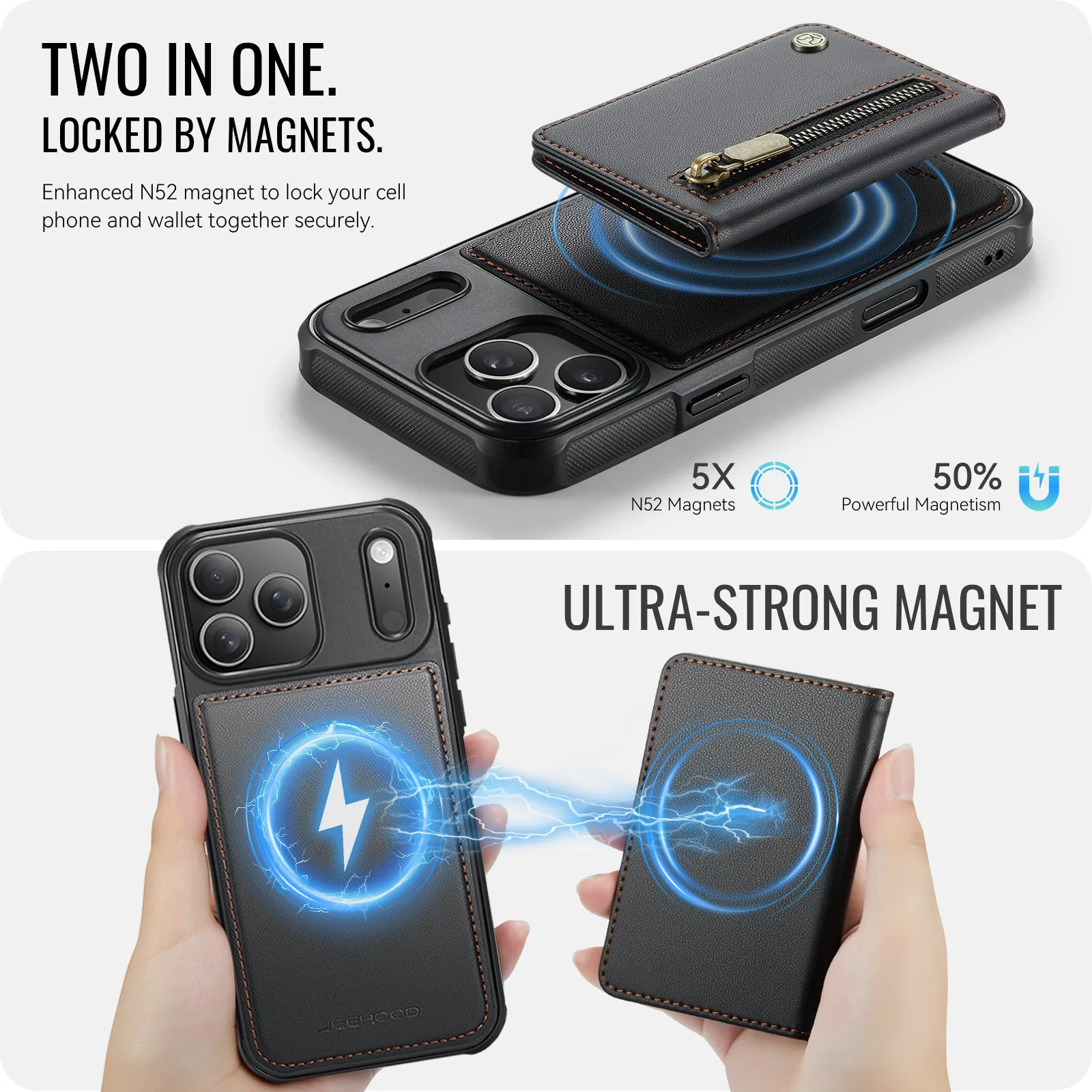 محفظة جلدية قابلة للفصل حافظة هاتف مغناطيسية لهاتف Magsafe لهاتف iPhone 17 Air 16 15 14 Plus 13 12 Pro Max غطاء فتحات جيب للبطاقات #2