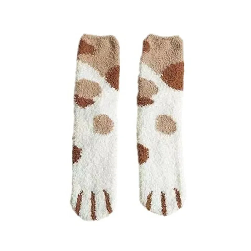 6 أزواج منتجات الخريف والشتاء الجديدة سميكة ودافئة المرأة جوارب قطنية مخالب القط لطيف المنزل النوم الطابق الجوارب الطويلة