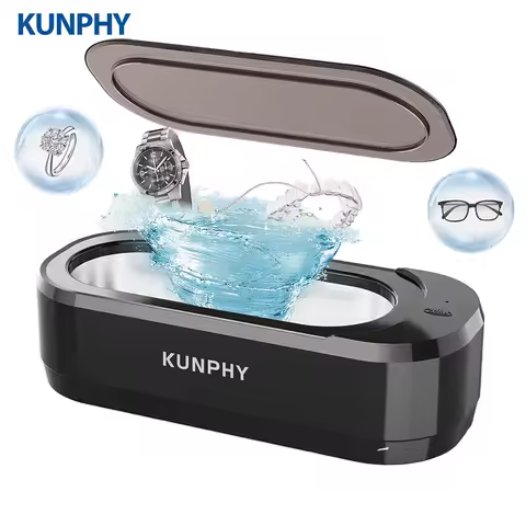 KUNPHY 46kHz Stainless Steel 360° Deep Cleaning Machine 12oz Multi-function Ultrasonic Jewelry Cleaner For Glasses Watches Sonic