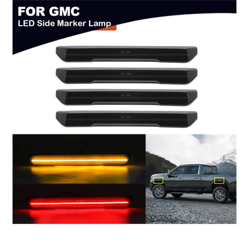 

4 шт. для GMC Sierra 2500 3500HD 2020-2023 светодиодные передние и задние габаритные огни дымчатые прозрачные 84806032 84185031 GM 2550207