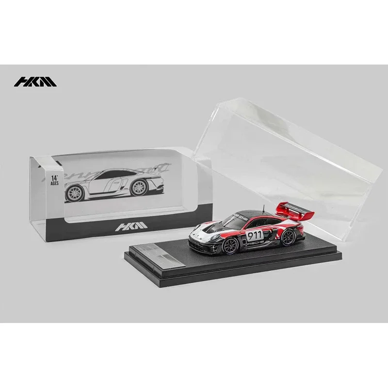 HKM PreSale 1:64 911 992 GT3 R Rennsport Brumos Diecast Diorama Car Model Collection Toy