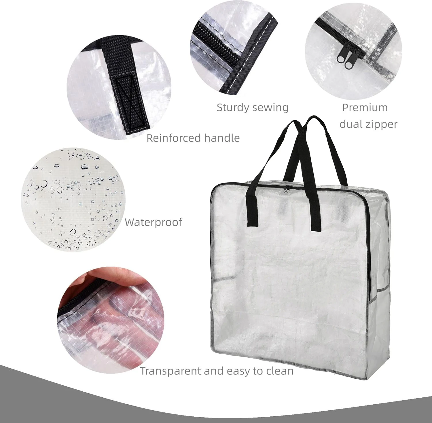 Hot Sale Multi-Functional Extra Large Storage Bags Christmas Heavy Duty Wholesale Transparent Reusable Waterproof Pp Woven Bag