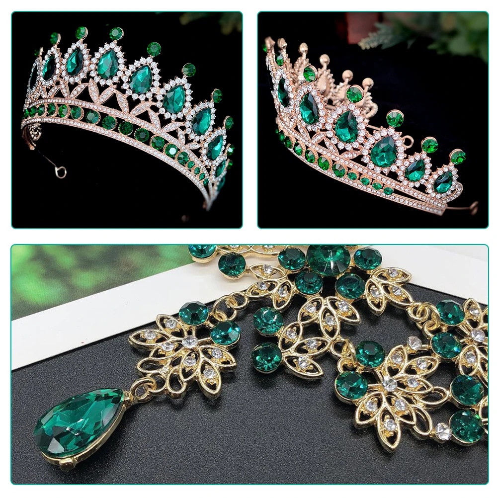 

Earrings Tiaras Necklace Set Girls Necklace For Women Girls Dangle Zinc Alloy Drop Rhinestone Prom Wedding Party Gifts