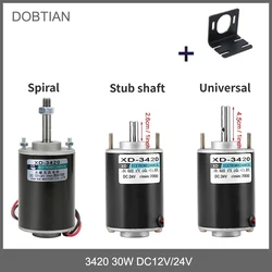 XD-3420 30W High Torque DC Motor 12V/24V Permanent Magnet Motor Mini DC Motor DIY Generator Motor CW/CCW with Bracket