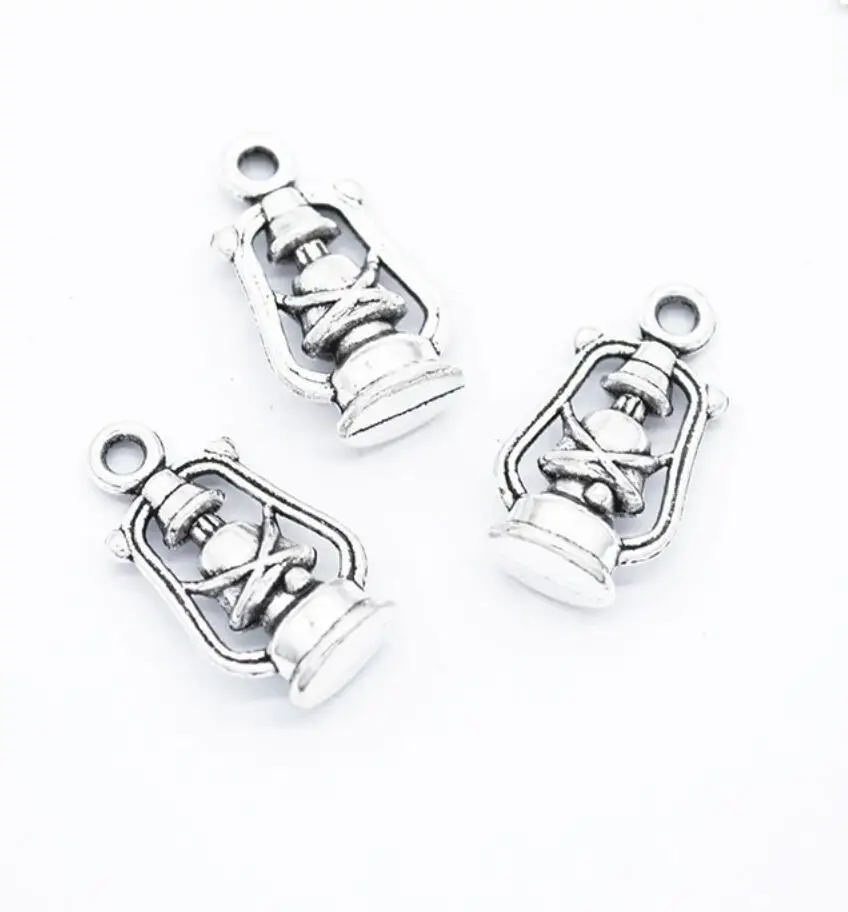 100pcs Antique silver color kerosene lamp Charms Pendants For Necklace Bracelet Jewelry Making DIY Handmade 20*10mm F0386