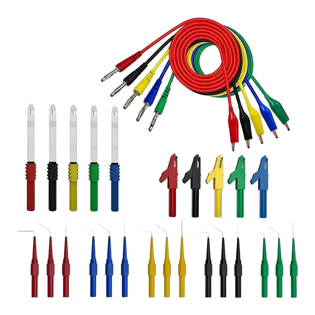 30 Piece Reinforced Test Kit with For 4mm Banana Connectors Red Copper Clips and Piercing Probes for Technical Education