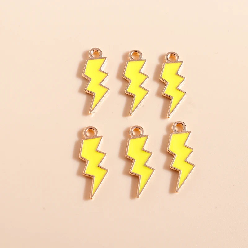 Image 6: Leslie 10 pièces émail coloré Mini Flash foudre breloques pendentifs pour colliers Bracelets bricolage fabrication de bijoux accessoires