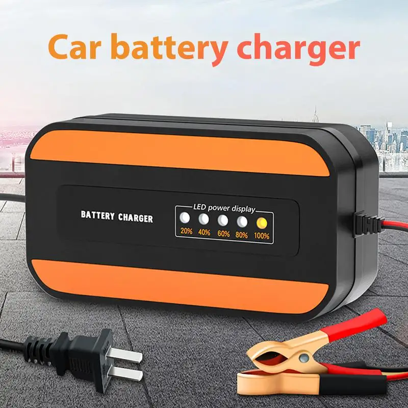 Charger For Car Battery 12V Vehicle Battery Charger Battery Maintainer For Car Motorcycle Truck Battery Charger Portable Car