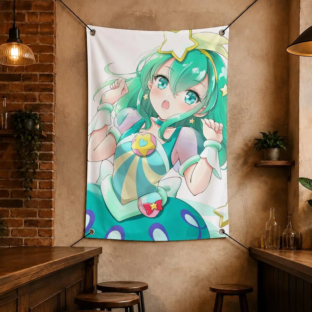 Magical Anime S-Star Twinkle Precure Flags Flag for Bedroom Garage Home Bar Gaming Room Dorm Wall Decor Gift