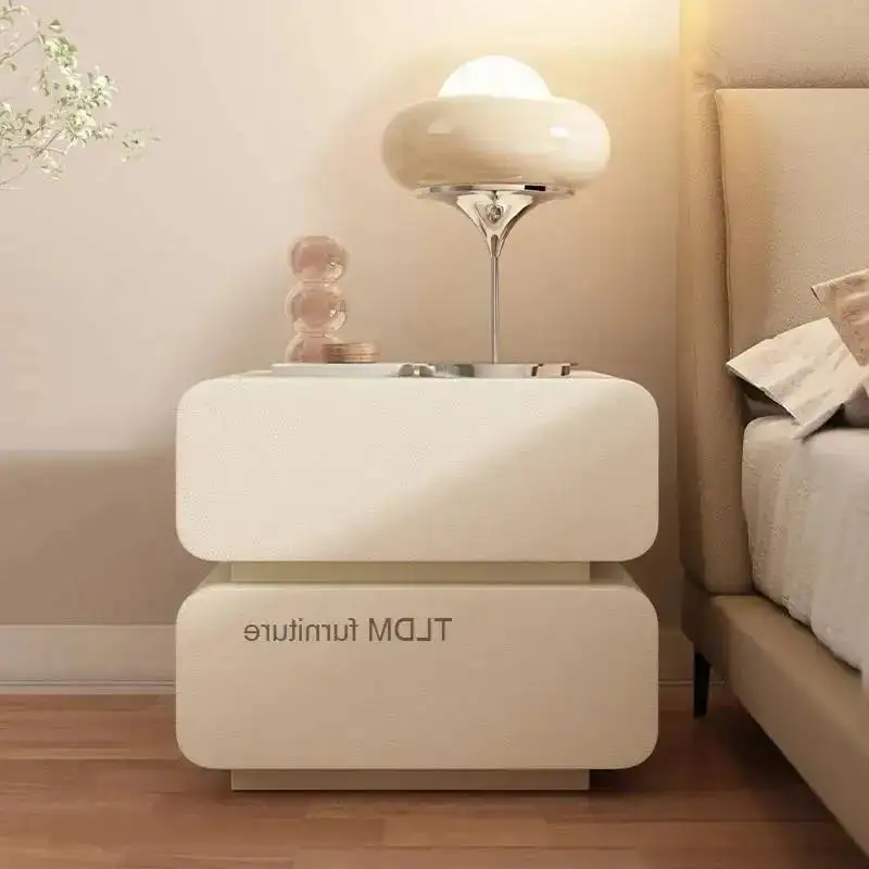 wooden bedside table, storage cabinet, dressing table, makeup drawer, Comodini camera, leather Modern Letto furniture, living