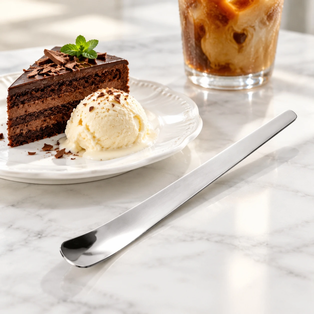 Polished Dessert Spoon Long Tail Stirrer for Afternoon Tea Cafe 316 Stainless Steel Utensil for Cake Ice Cream Yogurt