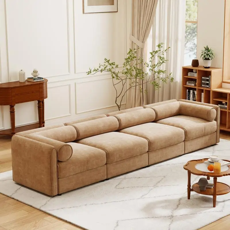 

Modular Sectional Sofa with Storage, Cylindrical Backrest and Armrests, Comfortable Seating, Durable and Supportive for Living