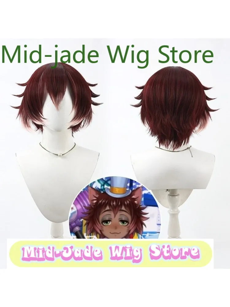 Mid-Jade Perücke Twisted Wonderland Gidel Cosplay PerückeAnime Spiel Rollenspiel Halloween Party Synthetische Perücken