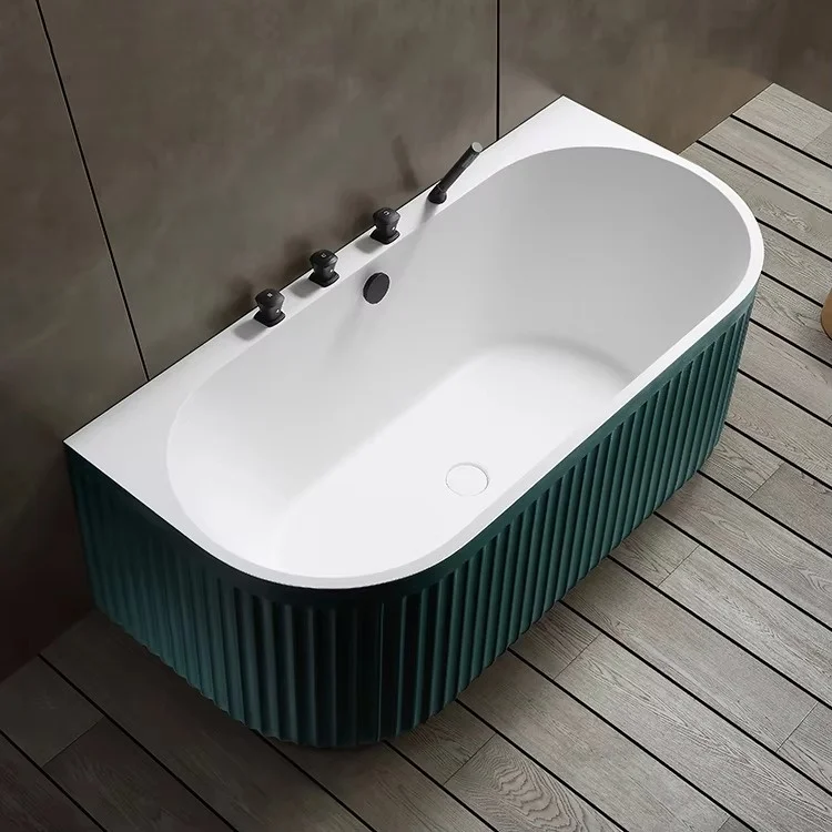 

Luxury Hotel SPA Corner Bathtub For Indoor Bathroom Soaking Bath Tub With Artificial Free Standing For Adult